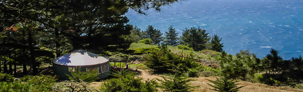 A round tent, or yurt, at the Pacific Trails Resort in Zephyr, California.